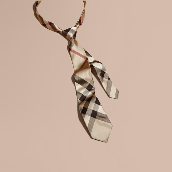 Burberry Burberry Modern Cut Check Silk Tie, Beige