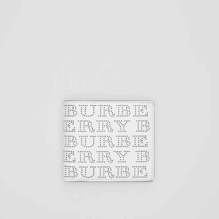 Burberry Burberry Perforated Logo Leather International Bifold Wallet, White