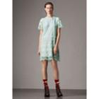 Burberry Burberry Short-sleeve Embroidered Tulle T-shirt Dress, Size: 12, Beige