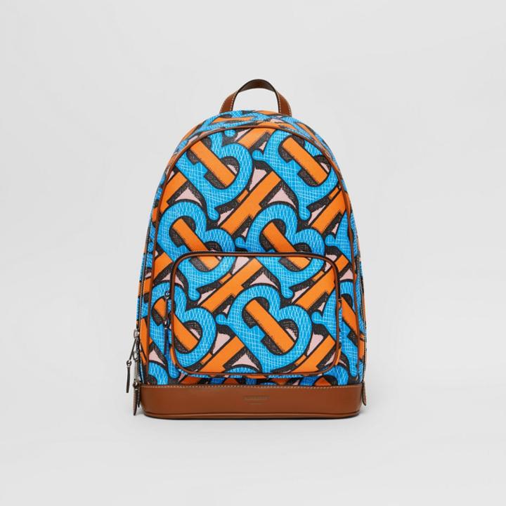 Burberry Burberry Monogram Print E-canvas Backpack, Blue