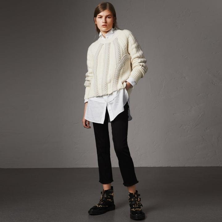 Burberry Burberry Frayed Hem Cropped Jeans, Size: 31, Black