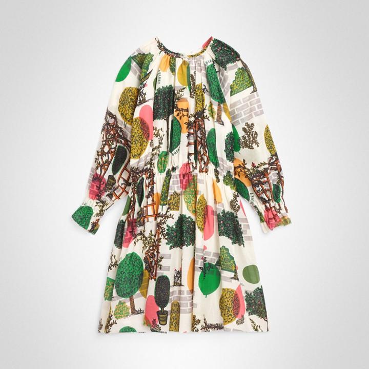 Burberry Burberry Childrens Tree Print Cotton Silk Dress, Size: 3y, White
