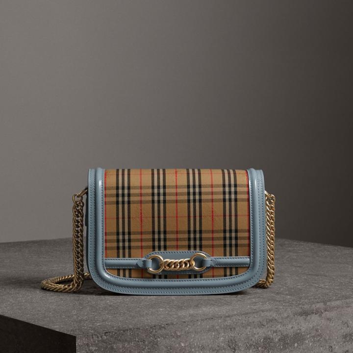Burberry Burberry The 1983 Check Link Bag With Patent Trim, Blue