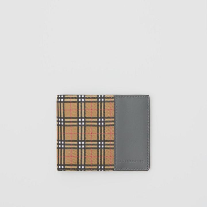 Burberry Burberry Small Scale Check And Leather Bifold Wallet, Yellow