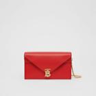 Burberry Burberry Small Leather Tb Envelope Clutch, Red