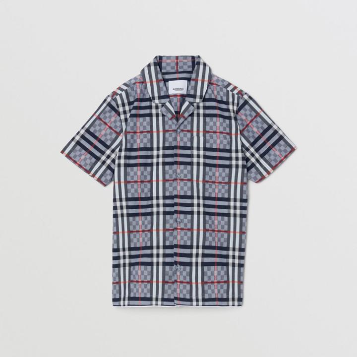 Burberry Burberry Childrens Short-sleeve Chequerboard Stretch Cotton Shirt, Size: 12y