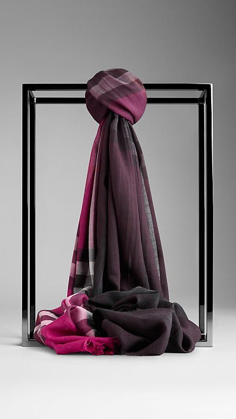 Burberry Check Ombre Wool Silk Scarf