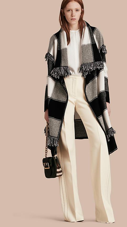 Burberry Check Wool Cashmere Knit Coat