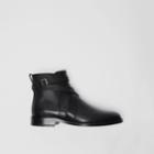 Burberry Burberry Strap Detail Leather Ankle Boots, Size: 43, Black
