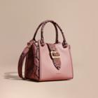 Burberry Burberry The Medium Buckle Tote In Grainy Leather And Python, Pink
