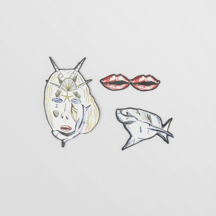 Burberry Burberry Marine Sketch Print Leather Brooches