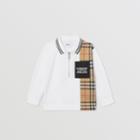 Burberry Burberry Childrens Long-sleeve Vintage Check Panel Cotton Polo Shirt, Size: 18m