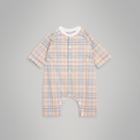 Burberry Burberry Childrens Check Cotton Playsuit, Size: 12m, Beige