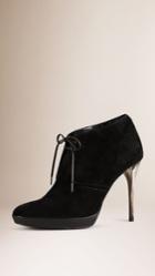Burberry Burberry Lace-up Suede Ankle Boots, Size: 38, Black