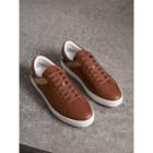 Burberry Burberry Leather And House Check Trainers, Size: 45.5, Beige