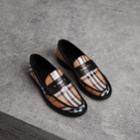 Burberry Burberry Vintage Check And Leather Penny Loafers, Size: 38, Yellow