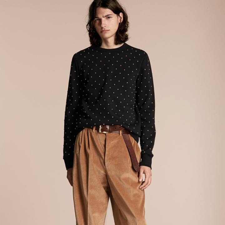 Burberry Burberry Riveted Jersey Sweatshirt, Black