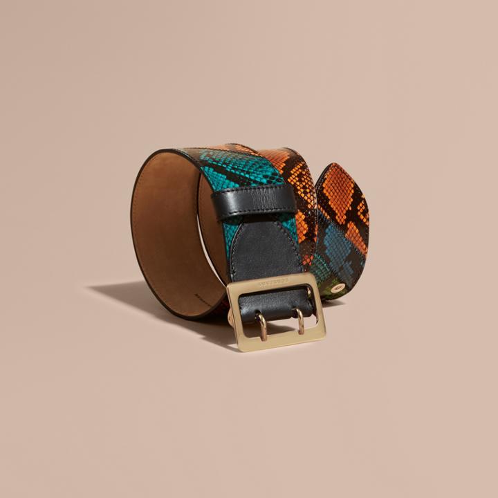 Burberry Burberry Snakeskin Intarsia Waist Belt, Size: 110, Beige