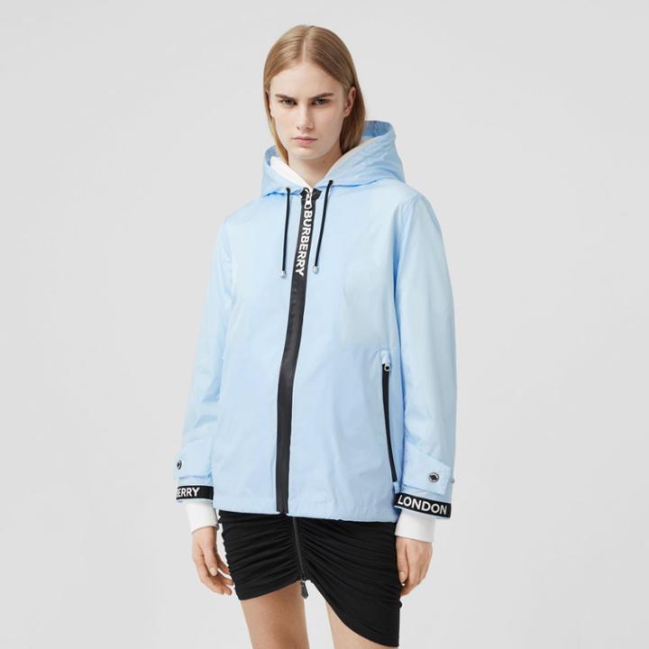 Burberry Burberry Logo Tape Econyl Hooded Jacket, Size: 02, Blue