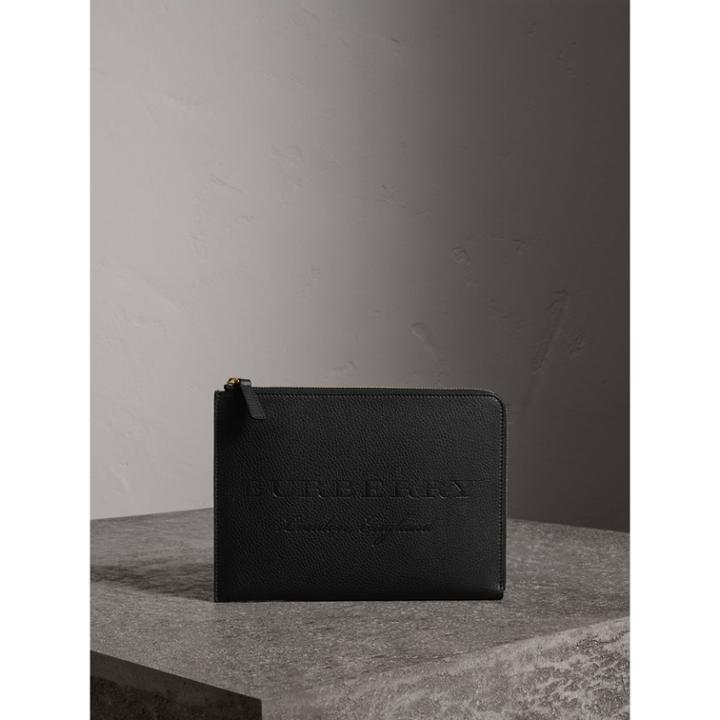 Burberry Burberry Embossed Leather Ziparound Pouch And Coin Case