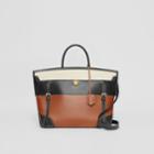 Burberry Burberry Tri-tone Leather And Canvas Society Top Handle Bag, Brown