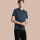 Burberry Burberry Fitted Mercerised Cotton-piqu Polo Shirt, Blue