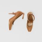 Burberry Burberry D-ring Detail Leather Peep-toe Pumps, Size: 37, Brown