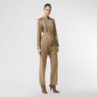 Burberry Burberry Icon Stripe And Logo Detail Silk Shirt, Size: 04, Beige