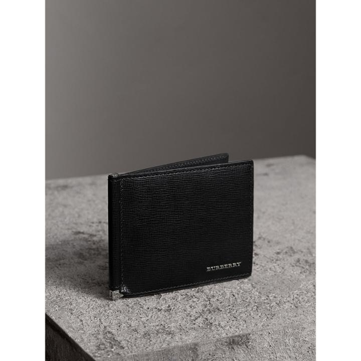 Burberry Burberry London Leather Money Clip Card Wallet