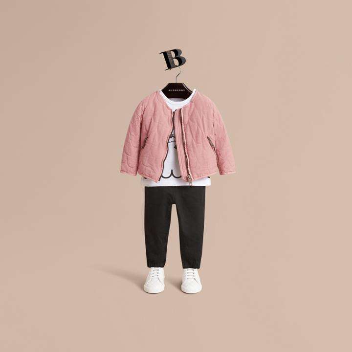 Burberry Burberry Quilted Collarless Cotton Blend Jacket, Size: 3m, Pink