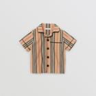 Burberry Burberry Childrens Short-sleeve Icon Stripe Cotton Poplin Shirt, Size: 4y, Archive Beige