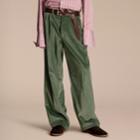 Burberry Burberry Wide-leg Salt-washed Velvet Trousers, Size: 36, Green