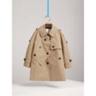 Burberry Burberry Panel Detail Cotton Gabardine Trench Coat, Size: 4y, Yellow