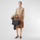 Burberry Burberry Crystal Detail Pliss Soleil Wool Silk Blend Skirt, Size: 06, Biscuit
