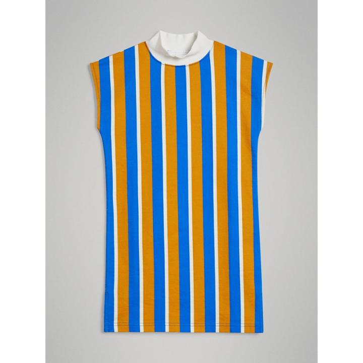 Burberry Burberry Striped Cotton Turtleneck Dress, Size: 10y, Yellow