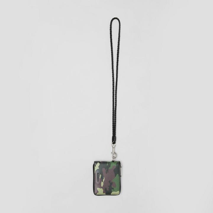 Burberry Burberry Camouflage Print Leather Ziparound Wallet Lanyard