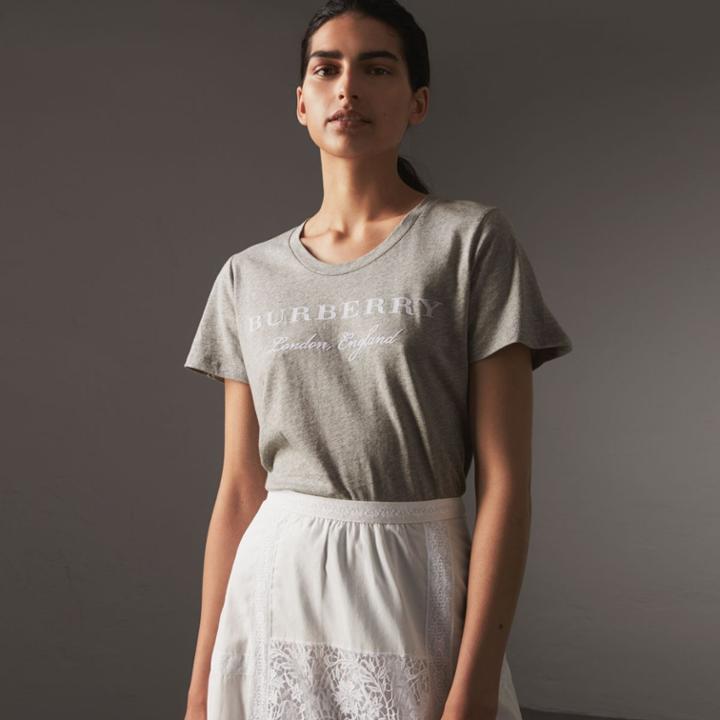 Burberry Burberry Printed Cotton T-shirt, Size: M, Grey