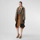 Burberry Burberry Scarf Detail Monogram Print Silk Pencil Skirt, Size: 08, Brown