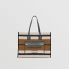 Burberry Burberry Medium Striped Wool And Leather Freya Tote