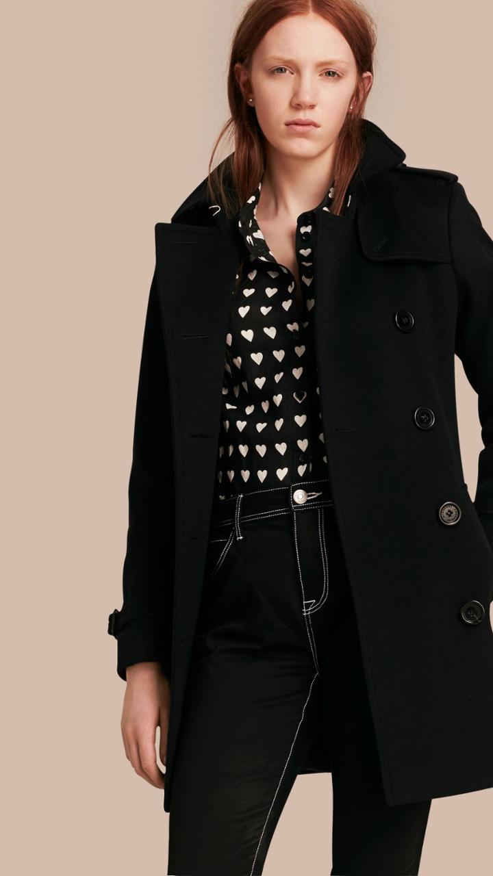 Burberry Burberry Wool Cashmere Trench Coat, Size: 12, Black