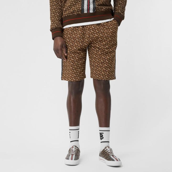 Burberry Burberry Monogram Stripe Print Cotton Drawcord Shorts, Size: Xs, Bridle Brown
