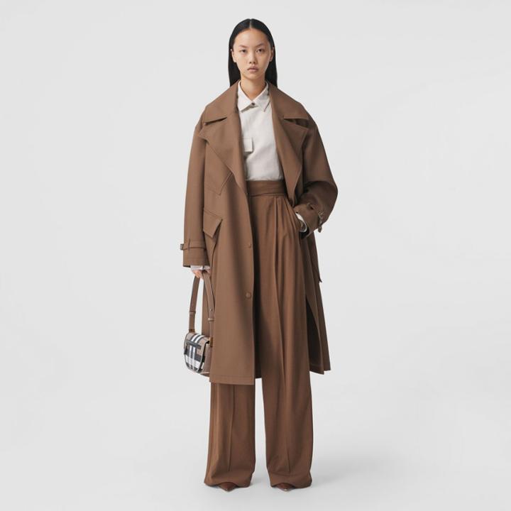 Burberry Burberry Viscose Wool Wide-leg Tailored Trousers, Size: 02
