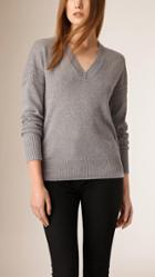 Burberry Deep V-neck Cashmere Cotton Sweater