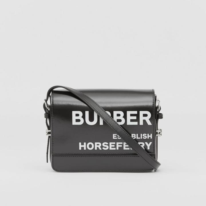 Burberry Burberry Small Horseferry Print Coated Canvas Grace Bag, Black