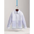 Burberry Burberry Contrast Stripe Cotton Shirt, Size: 14y, Blue