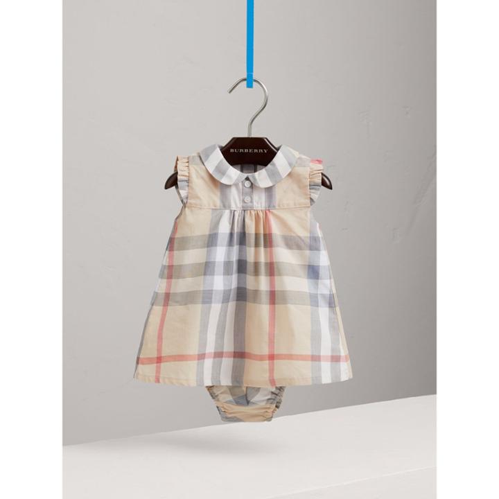 Burberry Burberry Washed Check Cotton Dress, Size: 12m, Beige