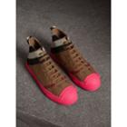 Burberry Burberry Canvas Check And Leather High-top Trainers, Size: 36
