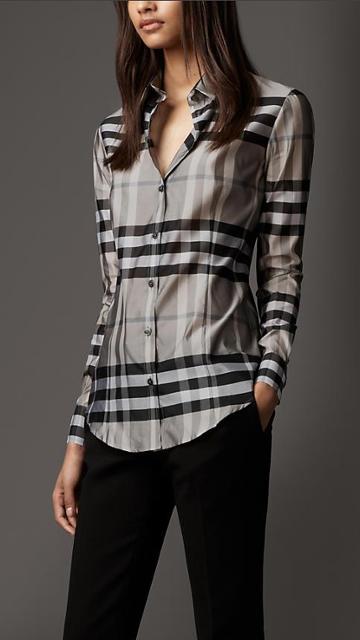 Burberry Check Silk Blend Shirt