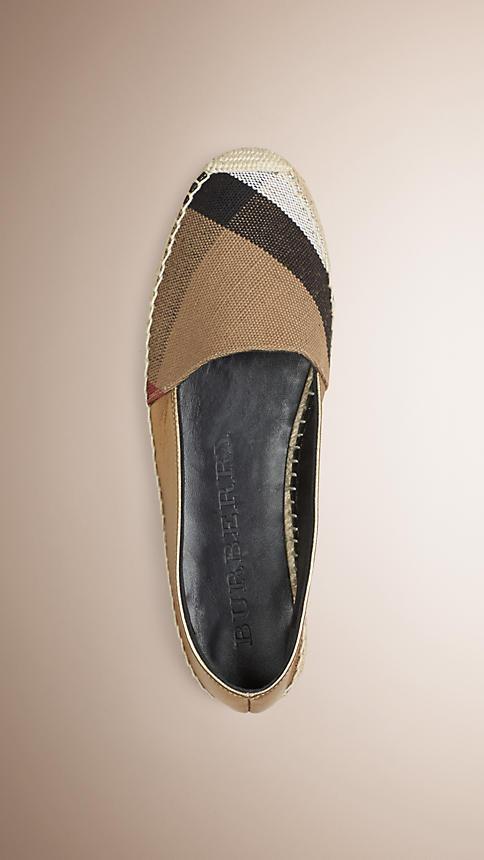 Burberry Check Jute Cotton And Leather Espadrilles