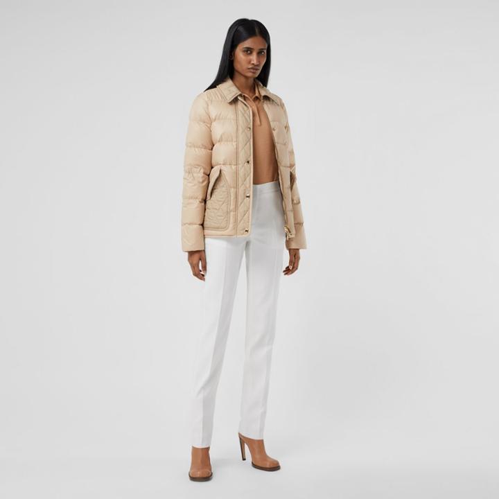 Burberry Burberry Diamond Quilted Panel Puffer Jacket, Size: S, Beige
